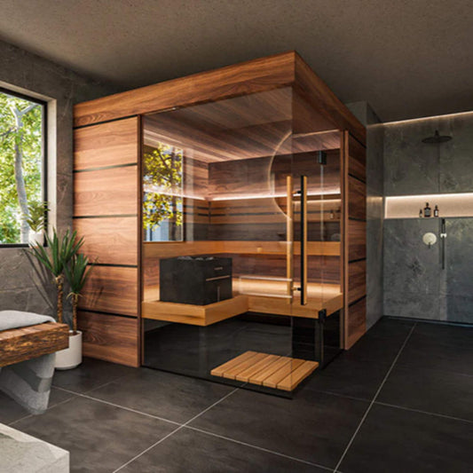ThermaSol Astra 4-Person Indoor Semi Panoramic Glass Sauna Cabin [Made-To-Order] [14-ASTRADL\R] (SAK90471)